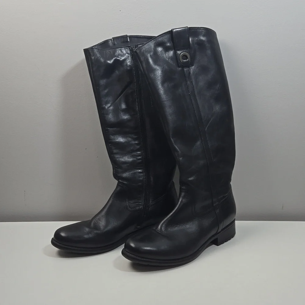 Clarks Black Leather Tall Riding Boots